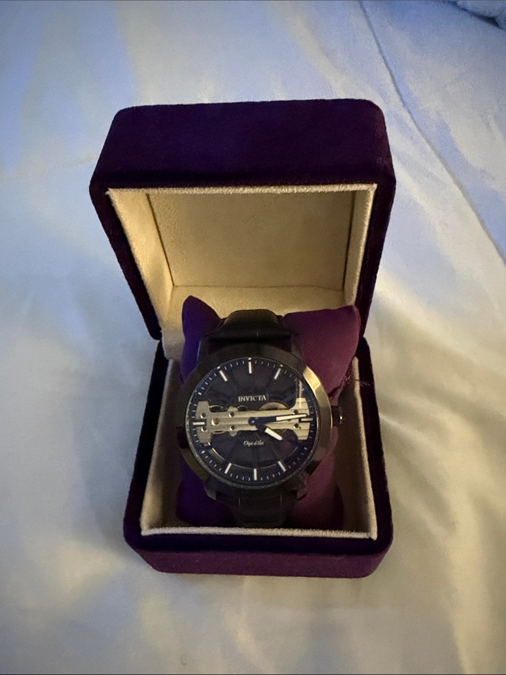 Invicta Men's Black and Blue Skeleton Dial Watch